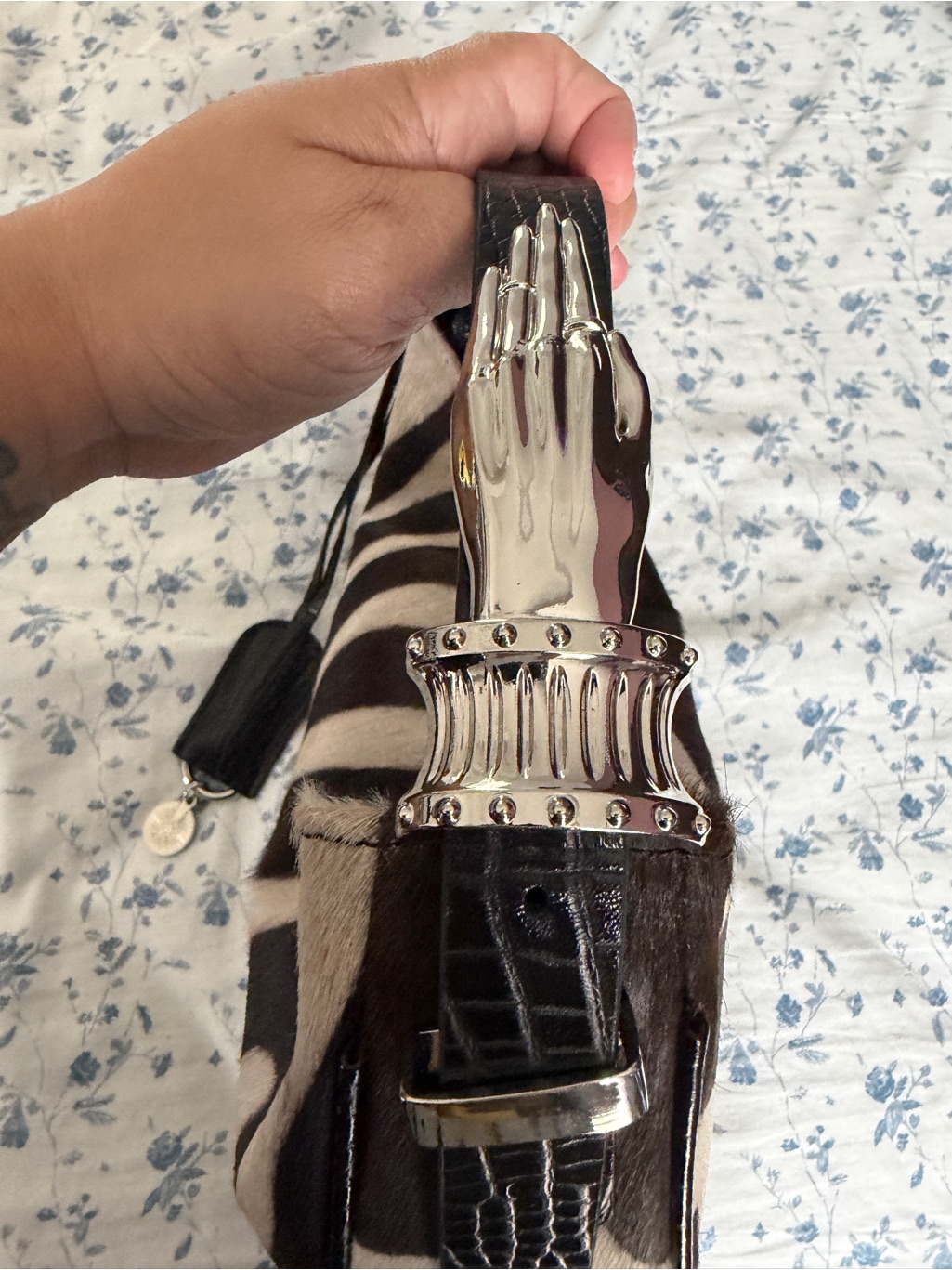 Nwot Indigolush Midi Hobo Brown Zebra - Silver Hands Adjustable Strap — image 6 of 8